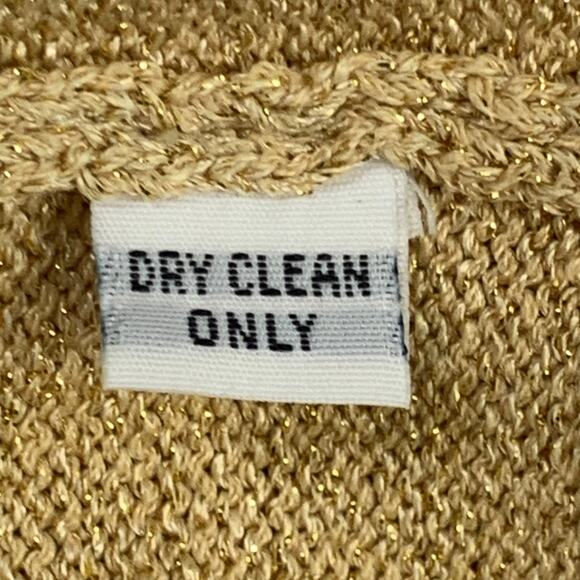 St John Basics Santana Knit Gold Metallic Crop Tank Top Sweater Women Sz M USA - Picture 4 of 8